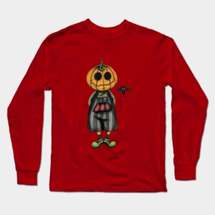 Pumpkin boy with a bat Long Sleeve T-Shirt